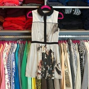 Hunter Dixon white/black abstract print mini dress size 4